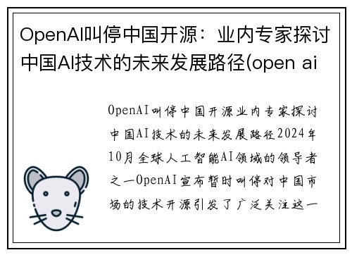 OpenAI叫停中国开源：业内专家探讨中国AI技术的未来发展路径(open ai官网)